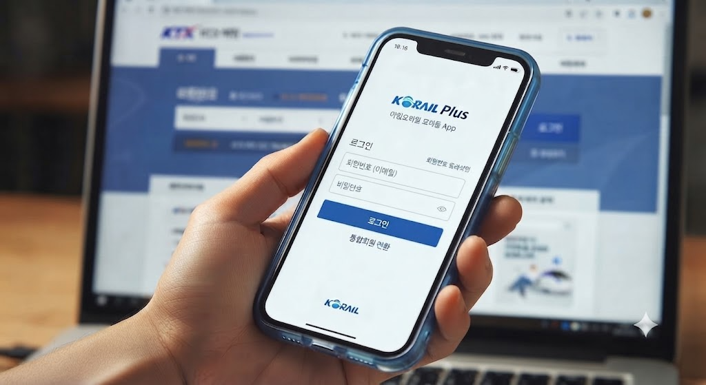 2026년 추석 KTX 예매 성공을 위해 스마트폰에서 코레일톡 통합 앱을 실행하고 로그인 및 사전 회원 전환을 준비하는 모습
