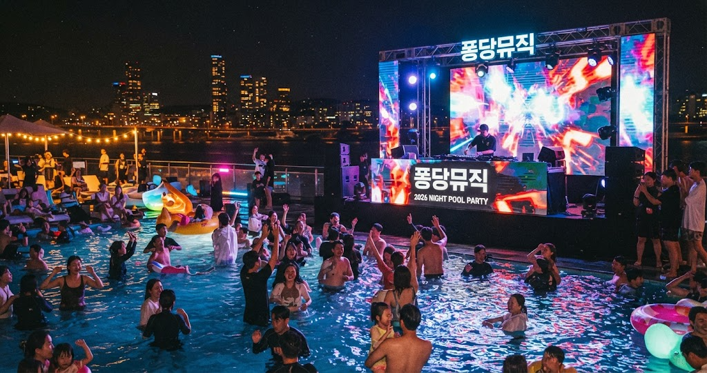 한강 수영장 디제잉 파티 및 밤핑 현장